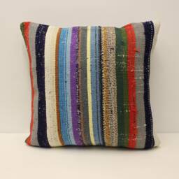 Vintage Kilim Pillow Cover, 20x20 Boho Wool Cushion - thumbnail 1