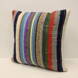 Vintage Kilim Pillow Cover, 20x20 Boho Wool Cushion - thumbnail 3