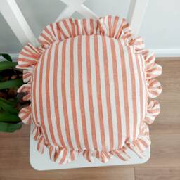 Bohemian Striped Linen Pillow Cover Round Frill Edge Cushion - thumbnail 3
