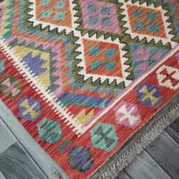 Multicolour Kilim Rug, Handmade Artisan Afghan Turkish Persian Navajo Scandinavian Bohemian Flatweave Natural Wool Rug 155x102 cm - thumbnail 3
