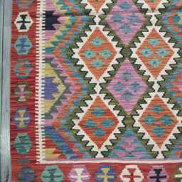 Multicolour Kilim Rug, Handmade Artisan Afghan Turkish Persian Navajo Scandinavian Bohemian Flatweave Natural Wool Rug 155x102 cm - thumbnail 2