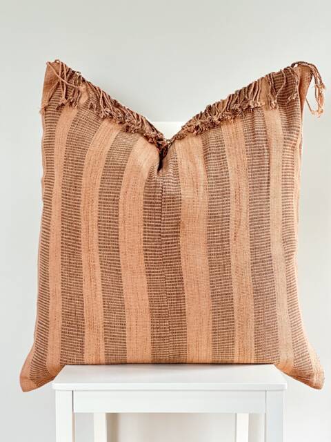 Brown Tribal Hemp Hand Woven Natural Dye Color Hmong Lumbar Pillow Cover - image 1