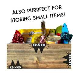 Black Cat Planter Hand-Painted Wood Decorative Box - thumbnail 2