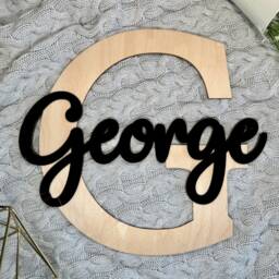Acrylic & Wooden Name Sign - Letter Personalised Wall Decor Bedroom Door Teen Kids Accessories Family Funky Art - thumbnail 2