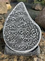 stone Graden Special Daughter Tear Drop Memorial Plaque Concrete Ornament - thumbnail 1
