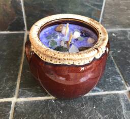 White Tea & Ginger Scented Palm Wax Candle in A Brown Drip Glaze Ceramic Bowl
