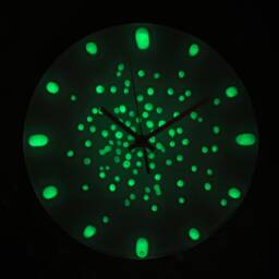 Recycled Fused Glass Wall Clock Grey Minimalist Decor, Glow in The Dark, 10 - thumbnail 2