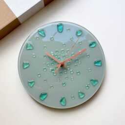 Recycled Fused Glass Wall Clock Grey Minimalist Decor, Glow in The Dark, 10