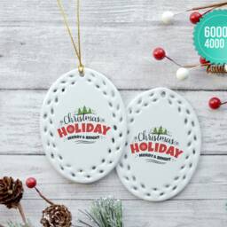 Oval Open Work Porcelain Christmas Ornament, Mockup Double Sided - Add Your Own Image Template - High Quality Digital Download - thumbnail 2