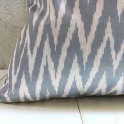 Silk Ikat Pillow Cover 24x24, Handwoven Accent - thumbnail 3