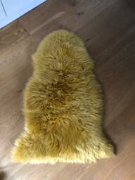 Mustard Yellow Genuine Sheepskin Rug , Ochre Large Rug, Sheepskin, Fur Interior Design Accessories, Chair Cover, Bed Throw - thumbnail 1
