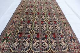 Beige Creamy 3'1x6'2 Ft Afghan Handmade Wool Rug, Turkmen Hand Knotted Top Quality Ala Bakhmal Oriental Rug Living Room 3x6 Entryway - thumbnail 1