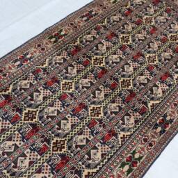 Beige Creamy 3'1x6'2 Ft Afghan Handmade Wool Rug, Turkmen Hand Knotted Top Quality Ala Bakhmal Oriental Rug Living Room 3x6 Entryway - thumbnail 3