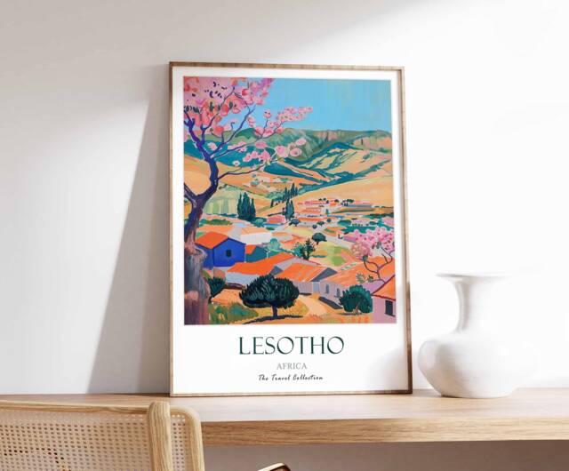 Lesotho Poster, Drakensberg Africa African Print, Wall Decor, Art Travel Art, Print - image 1