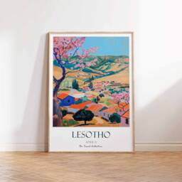 Lesotho Poster, Drakensberg Africa African Print, Wall Decor, Art Travel Art, Print - thumbnail 2