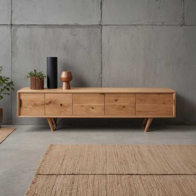 Oak Lowboard/Sideboard Walnut Console Table Tv Unit Living Room Cabinet Solid Wood - image 1