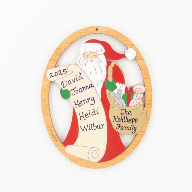 Personalized Santa List Christmas Ornament-Wood, Laser Cut, Hand Painted - image 1