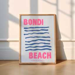 Bondi Beach Print - 3 Colours Travel - Travel Prints, Print, Bondi, Funky, Australia, Australia Tropical - thumbnail 1