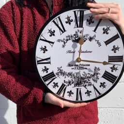 White Toile French Clock - & Black Clock - thumbnail 2