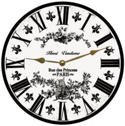 White Toile French Clock - & Black Clock - thumbnail 1