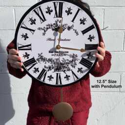 White Toile French Clock - & Black Clock - thumbnail 3