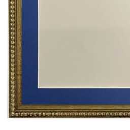 Crown Gold Photo Frame With Oxford Blue Mount, Wooden Bobbin Distressed - thumbnail 2