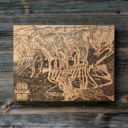 Kicking Horse, British Columbia Ski Trail Map - Engraved Wood Wall Art, Winter Cabin Decor, Snowboard Mountain Trail, Personal Family Gift - thumbnail 1