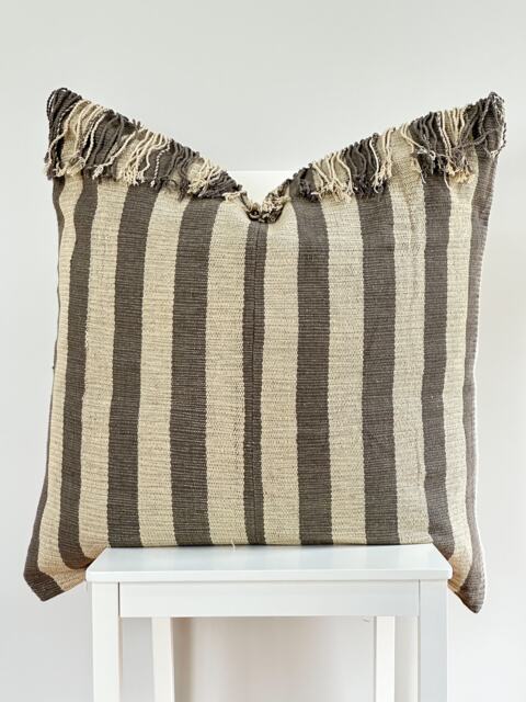 Brown Tribal Hemp Hand Woven Natural Dye Color Hmong Lumbar Pillow Cover - image 1
