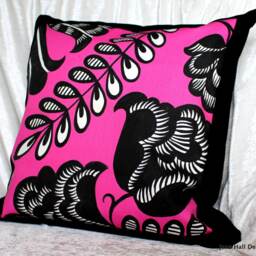 "Designers Guild Miami Pillow Cover Pink & Black Cotton, 20""x 20" - thumbnail 2