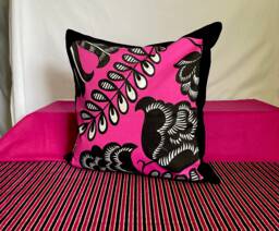 "Designers Guild Miami Pillow Cover Pink & Black Cotton, 20""x 20" - thumbnail 1