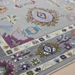 Handmade Oushak Wool Rug, Soft Pastel Floral Motifs, Custom Turkish Area Rug - thumbnail 1