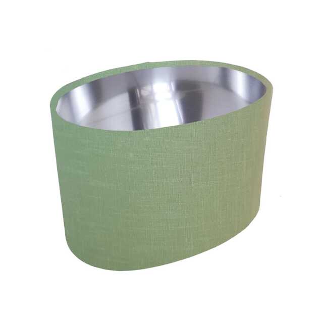Sage Green Oval Lampshade in Linen With Silver Lining - image 1
