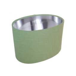 Sage Green Oval Lampshade in Linen With Silver Lining - thumbnail 1