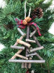 Wooden Christmas Tree Ornament Driftwood Twig Tree Stick Decor Rustic Holiday Decoration Gift Topper - thumbnail 1