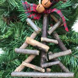 Wooden Christmas Tree Ornament Driftwood Twig Tree Stick Decor Rustic Holiday Decoration Gift Topper - thumbnail 3