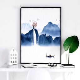 Office Decor Set X 3 Wall Art Prints, Home Japanese Art, Calming Zen Wall Decor, Japandi Illustration Living Room Minimalist - thumbnail 3