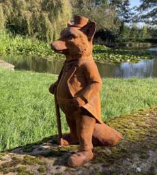 Large Metal Rusty Cast Iron Mr. Fox Garden Ornament Statue