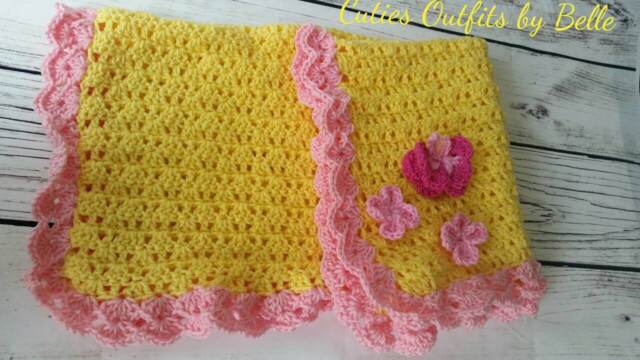 Baby Girl Blanket, Gift, Newborn Crocheted Infant Afghans, Blankets, Girls' Blanket, Cobija Bebe Crochet - image 1