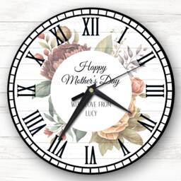 Watercolour Floral Mother's Day Gift Personalised Clock - thumbnail 1