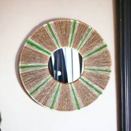 Retro Jute Mirror For Boho Home Decor, Perfect Bedroom Addition, Wall Hanging Mirror, Stylish Living Room Accent Piece - thumbnail 3
