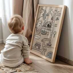 Traffic Cars Print, Planes Nursery Boys Room Decor, Illustration Art, Bedroom Toddler Art Unframed - thumbnail 3