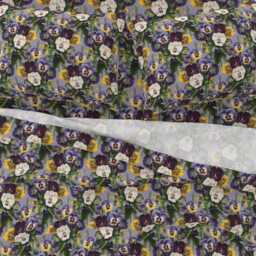 Floral Pansies Cotton Sateen Sheet Set - Purple Victorian Bedding - thumbnail 3