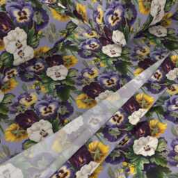 Floral Pansies Cotton Sateen Sheet Set - Purple Victorian Bedding - thumbnail 2
