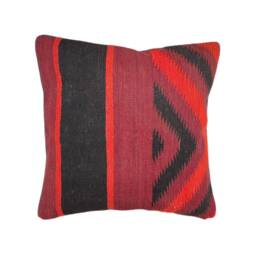 "Afghan Handwoven Red Kilim Vintage Large Carpet Cushion Cover, 60cm X 60cm, - 24"" 24" - thumbnail 1