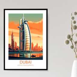 Dubai - Abstract Art Skyline Colourful Wall Print Gift Idea Bespoke Poster A5 A4 A3 Framed Or Unframed - thumbnail 3