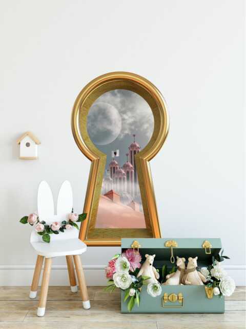 3D Keyhole Fabric Wall Decal - Queen Of Hearts Palace 3D Sticker Wonderland Removable - image 1