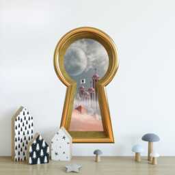 3D Keyhole Fabric Wall Decal - Queen Of Hearts Palace 3D Sticker Wonderland Removable - thumbnail 2