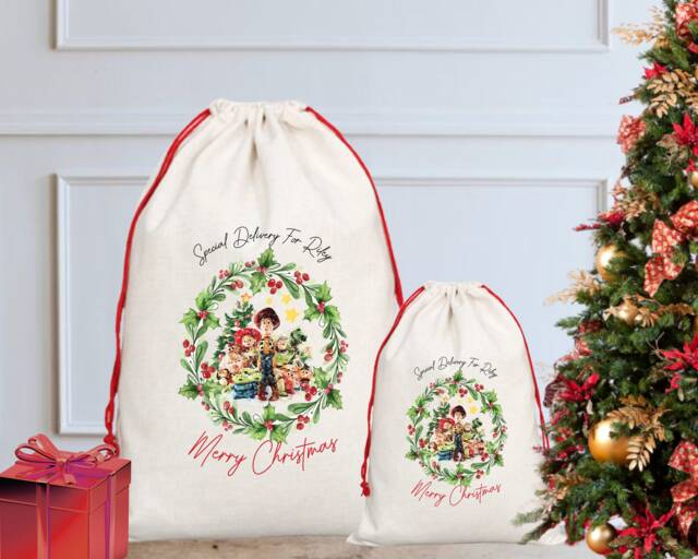 Personalised Toy Story Sack, Christmas Sack/Stocking, Santa Easter Buzz, Woody, Jessie, Eve, Lightyear - image 1