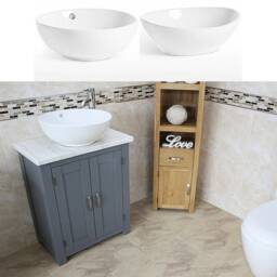 Bathroom Vanity Unit - Grey Slimline Cabinet White Marble Worktop 310Gwmcbc - thumbnail 1