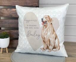 Personalised Golden Retriever Sharing The Sofa Dog Cushion Cover - Owner Gift Lover - thumbnail 1